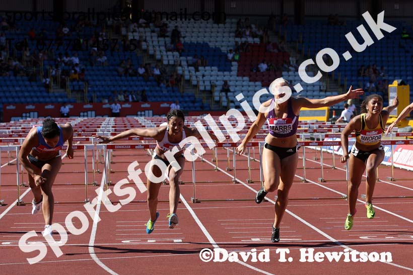 Womens 100 metres hurdles, Muller British Championships, Alexander Stadium, Birmingham. Photo: David T. Hewitson/Sports for All Pics